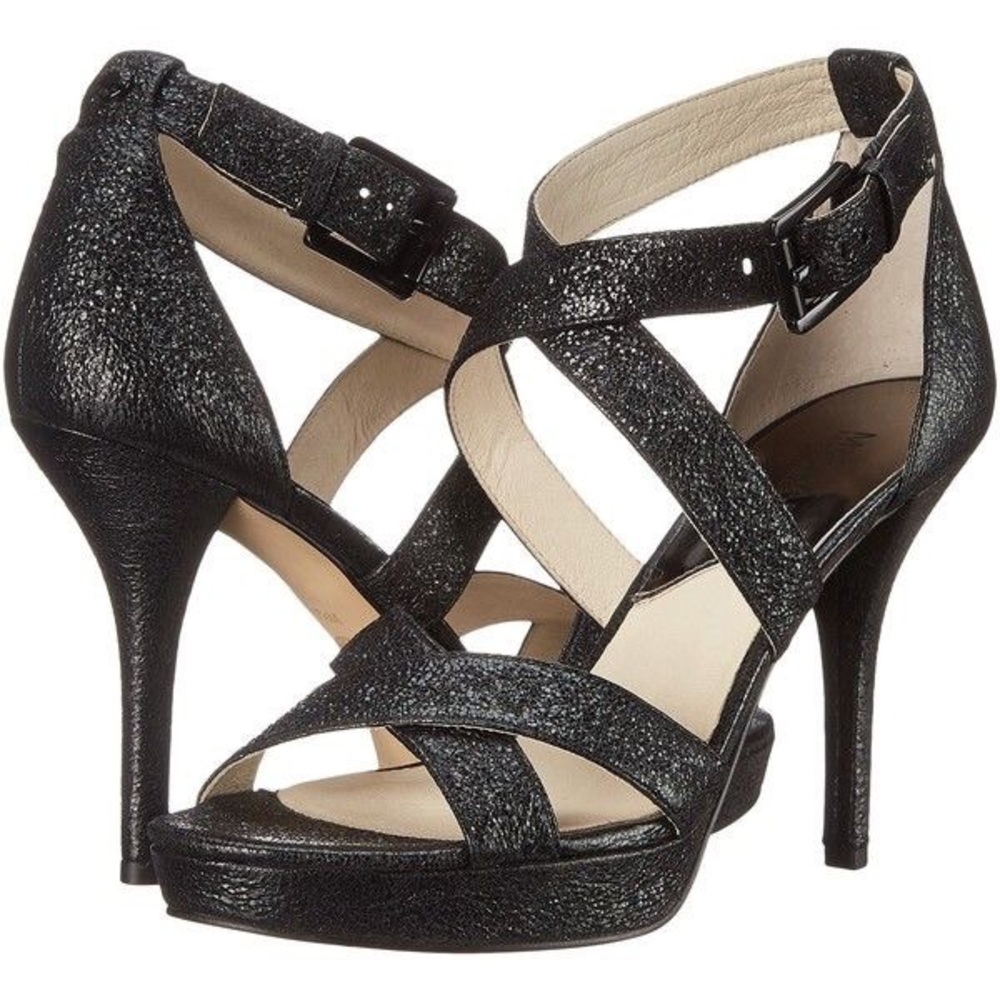 Michael Kors Black Womens EVIE PLATFORM Heels